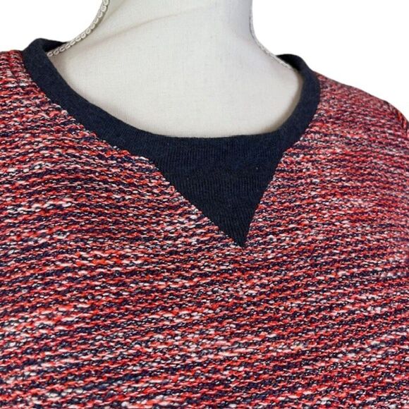 Comptoir Des Cotonniers Red and Navy Tweed Short Sleeve Crewneck Top Size Small - Picture 2 of 10
